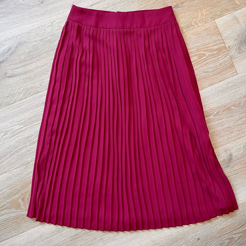 JCrew fuchsia pleated maxi skirt